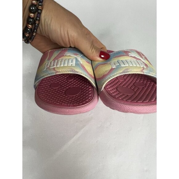 PUMA Cool Cat Pink Slide Sandals Girls Tie dye Sz 12 12C - Picture 4 of 7